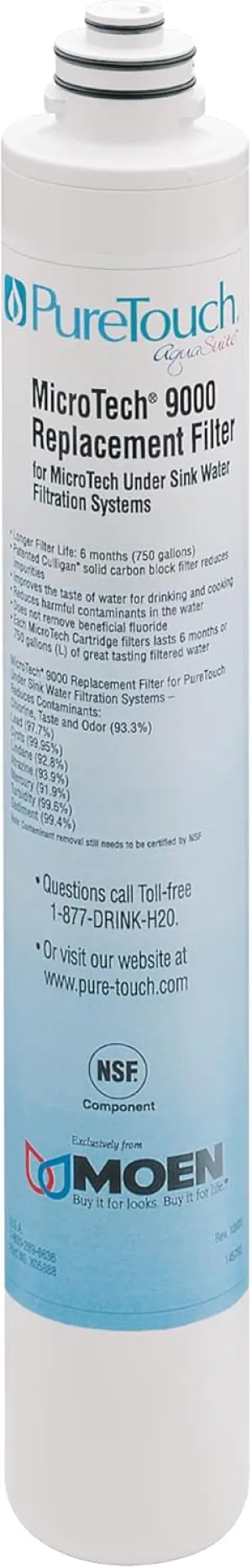 Moen AquaSuite MicroTech Replacement Filter for PureTouch AquaSuite 77100 Series, Water Filter for Beverage Faucet, 9001