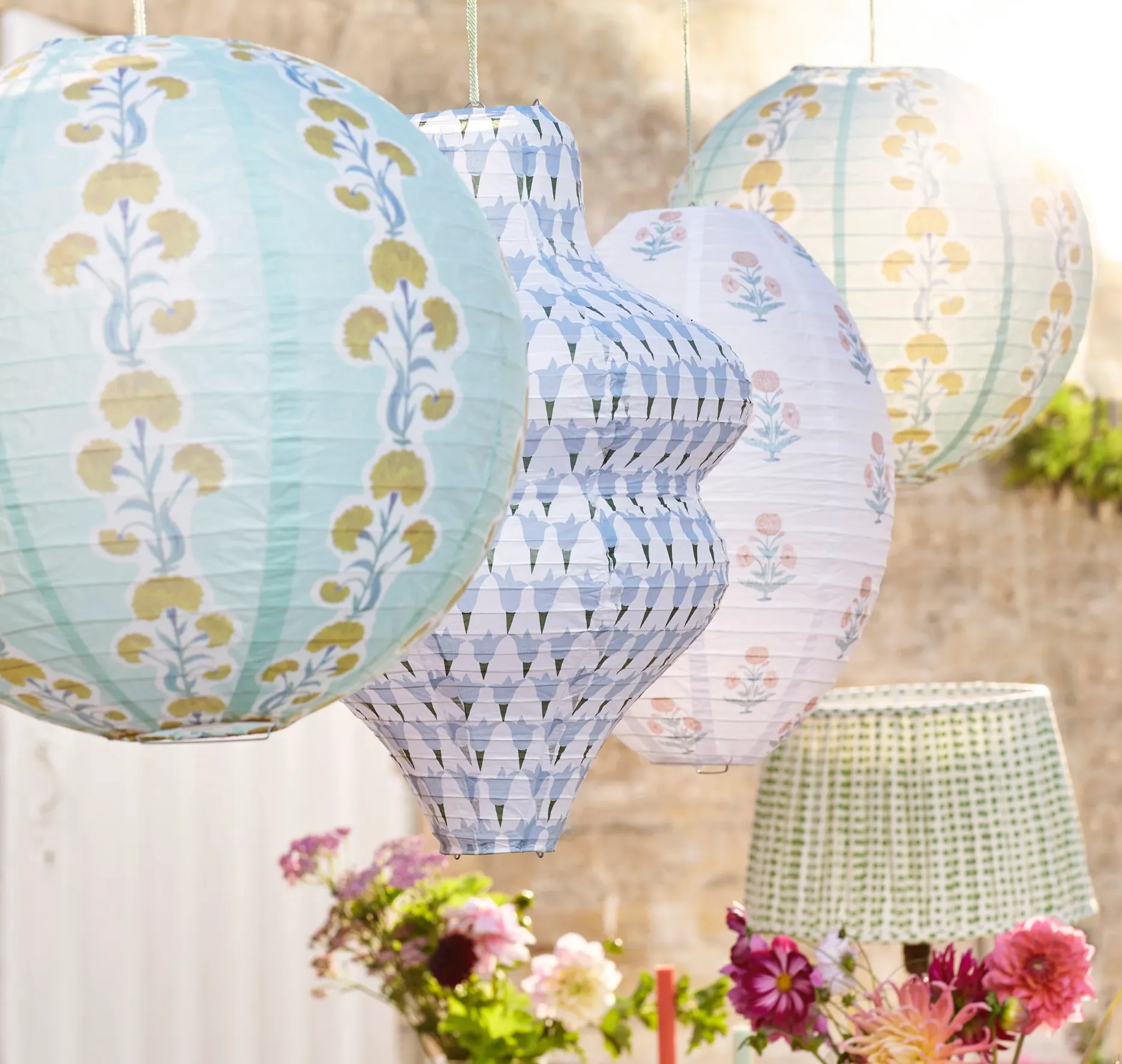 Molly Mahon Hanging Lanterns - Green & Blue