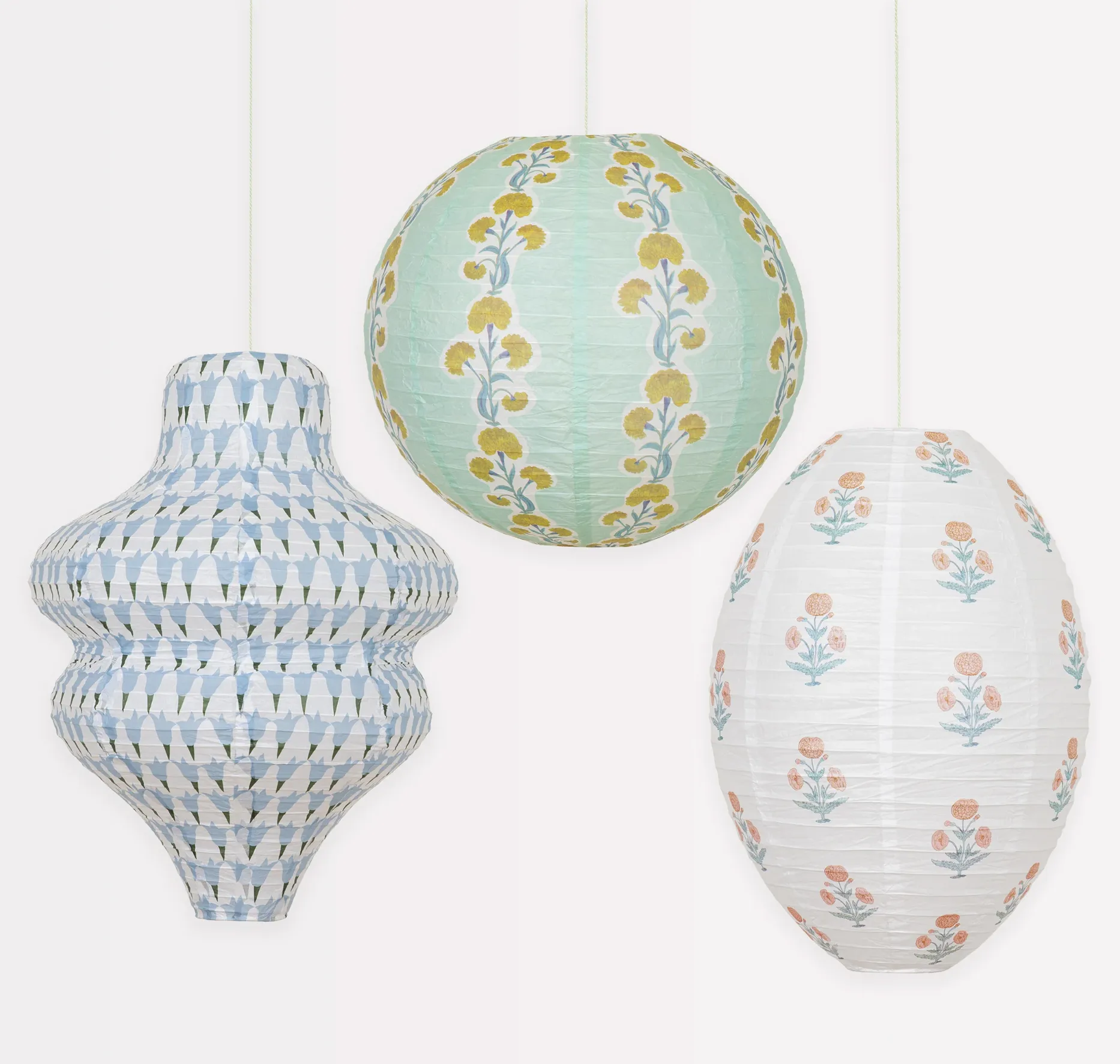 Molly Mahon Hanging Lanterns - Green & Blue