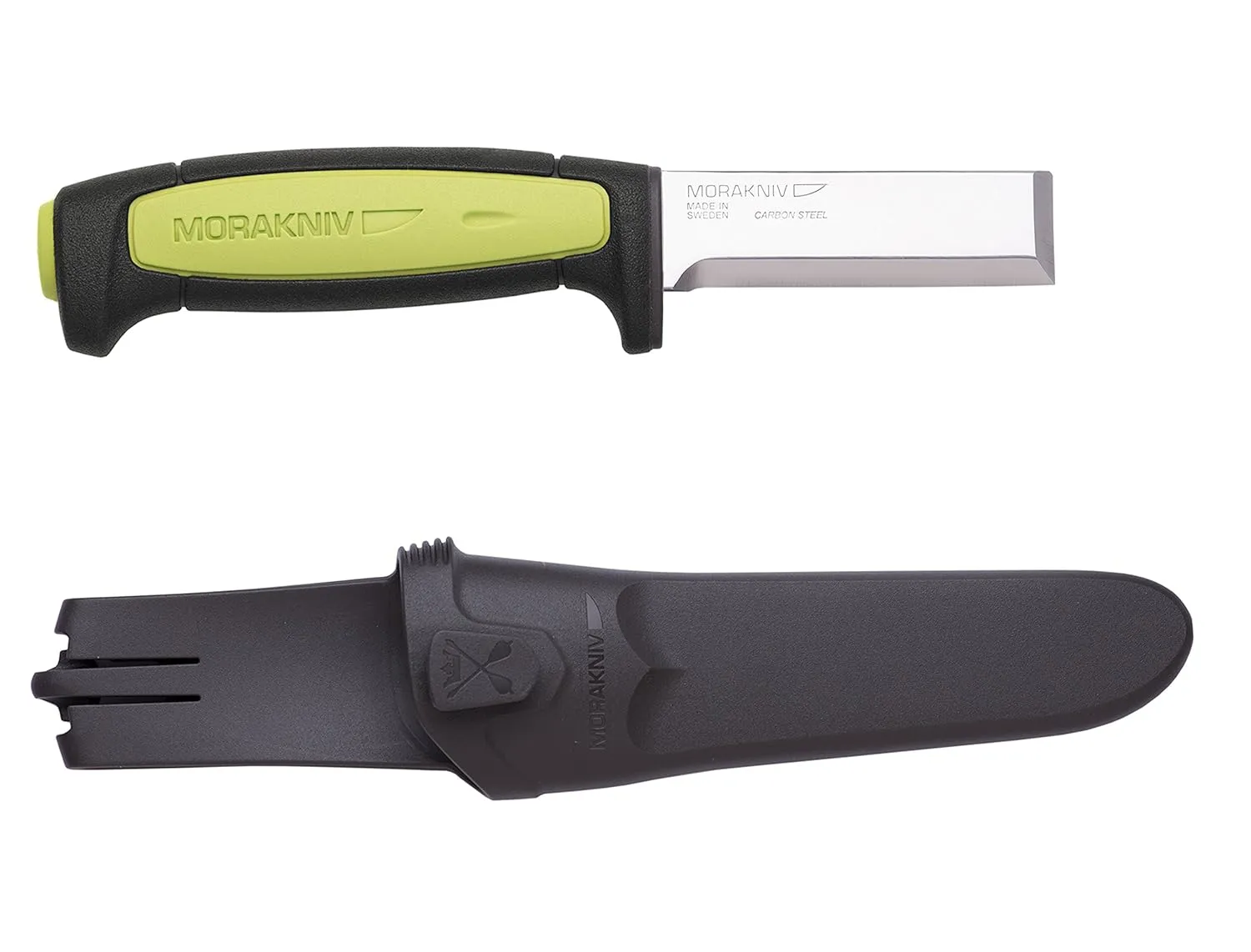 Morakniv Craftline Carbon Steel Wood Chisel Knife With Sheath for Wood Carving, 3 Inch