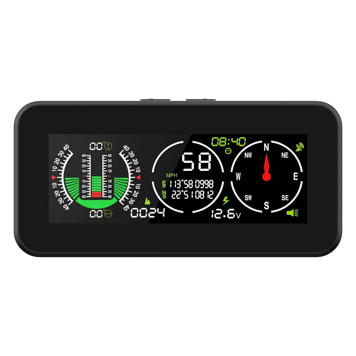 MR CARTOOL M60 Car Inclinometer Digital HUD Pitch Angle Slope Meter MPH KMH GPS Speedometer with Compass for Off-Road SUV Vehicles
