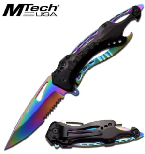 Mtech Rainbow/Black Folding Pocket Knife