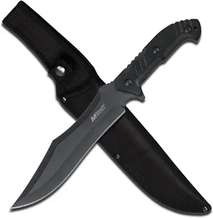 MTech USA – Fixed Blade Knife – Black Stainless Steel Blade with Black Carved G10 Handle, Full Tang, Includes 1680D Nylon Sheath - Hunting, Camping, Survival, Tactical, EDC – MT-20-39