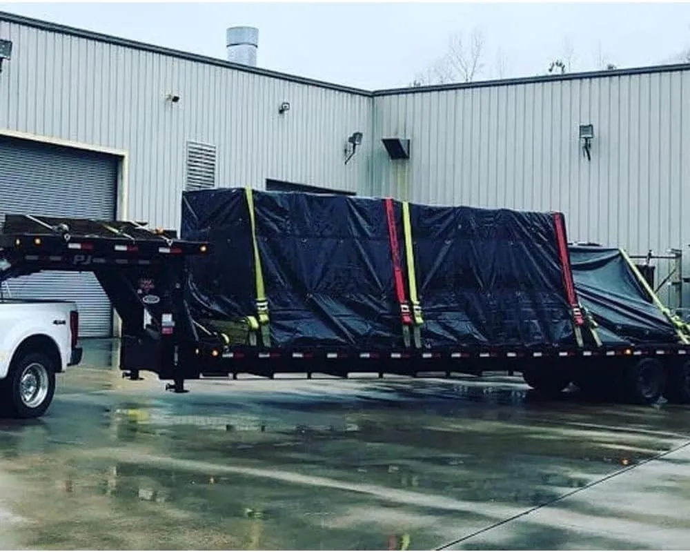 Mytee Products 16' x 24' Flatbed Truck 18 Oz Steel Tarp with 4 FT Drop - Black Heavy Duty Vinyl Waterproof Tarp for Trailers to Protect Cargo from Wind, Rain, Snow and Sun