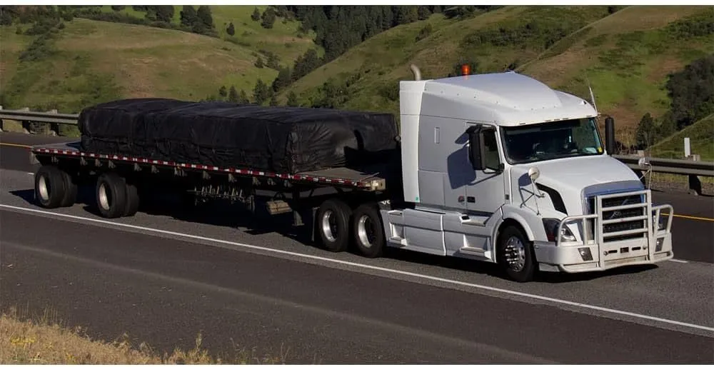 Mytee Products 16' x 24' Flatbed Truck 18 Oz Steel Tarp with 4 FT Drop - Black Heavy Duty Vinyl Waterproof Tarp for Trailers to Protect Cargo from Wind, Rain, Snow and Sun