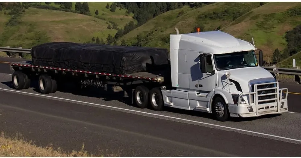 Mytee Products (2 Pack) Airbag/Parachute Fabric Black Ultra Light Lumber Tarp 28' x 27' (10' Drop) - 14 Oz Vinyl Lumber Tarps for Flatbed Truck & Trailer