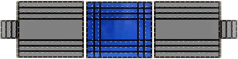 Mytee Products 24'x18' 3 Piece Flatbed Trailer Lumber Tarp with 8 FT Drop - Heavy Duty Black/Blue 18 Oz Vinyl Waterproof Tarp for Truck/Trailers to Protect Cargo from Wind, Rain, Snow and Sun