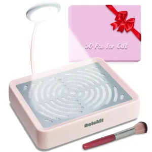 Nail Dust Collector with Lamp & 50pcs Disposable Filter & Dusting Brush, Electric Nail Vacuum Cleaner Dust Fan Suction Machine for Manicure Acrylic Gel Nails Polishing, Low Noise, Salon Home
