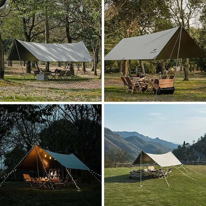 Naturehike Camping Tarp, 16X12FT Tarp with 2 Poles, Waterproof Camping Tarp Car, Lightweight Camping Tarp Sun Shelter PU5000mm in Camping, Hiking, Backpacking, Garden and Traveling