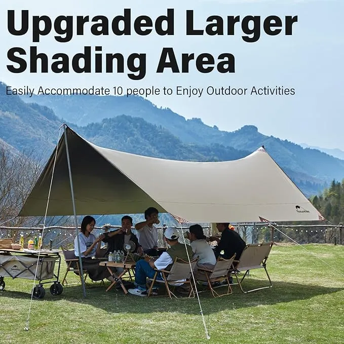 Naturehike Camping Tarp, 16X12FT Tarp with 2 Poles, Waterproof Camping Tarp Car, Lightweight Camping Tarp Sun Shelter PU5000mm in Camping, Hiking, Backpacking, Garden and Traveling