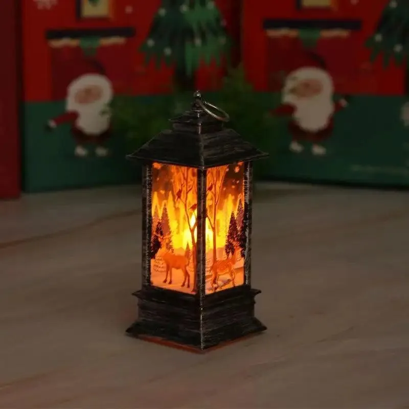 New Luxurious Christmas Ornament LED Lamp Desktop Hanging Santa Claus Elk Lantern Xmas Home Party Decoration Prop Lights Kids Gift