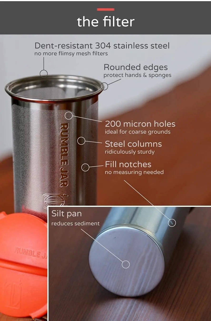 Next-Gen Cold Brew Coffee Maker for Mason Jars - 200 Micron Filter Is Ideal for Coarse Grounds & Stronger Coffee - Standalone Filter (no Mason Jar included)