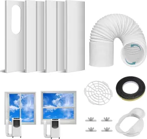 Ninonly Portable Air Conditioner Window Vent Kit with 5.9" Exhaust Hose, Portable AC Seal Kit for Sliding Window with 4 Plates, Universal Coupler Fits 5.9 & 5.1 Inch Diameter Exhaust Hose