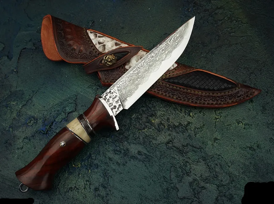 Northern-Style Damascus Steel Outdoor Knife