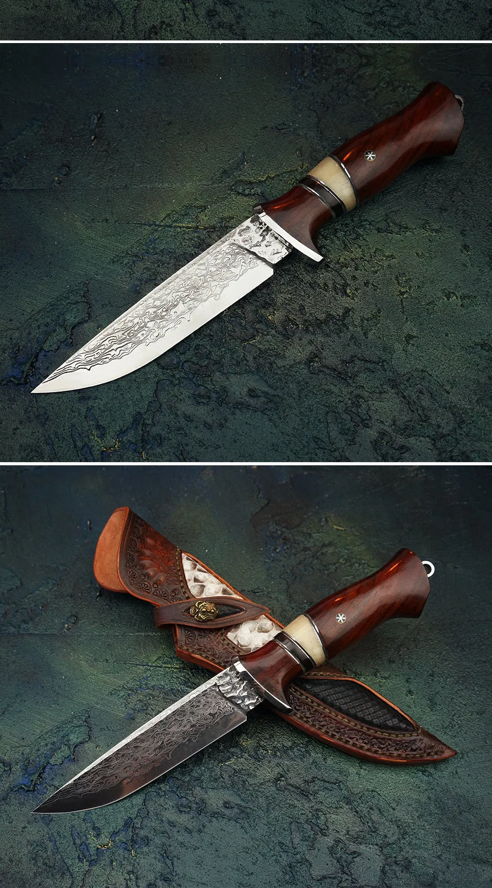 Northern-Style Damascus Steel Outdoor Knife