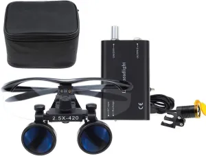 NSKI 2.5X 420mm Binocular Loupes Optical Glasses   3W LED Head Lamp with Filter (Black)
