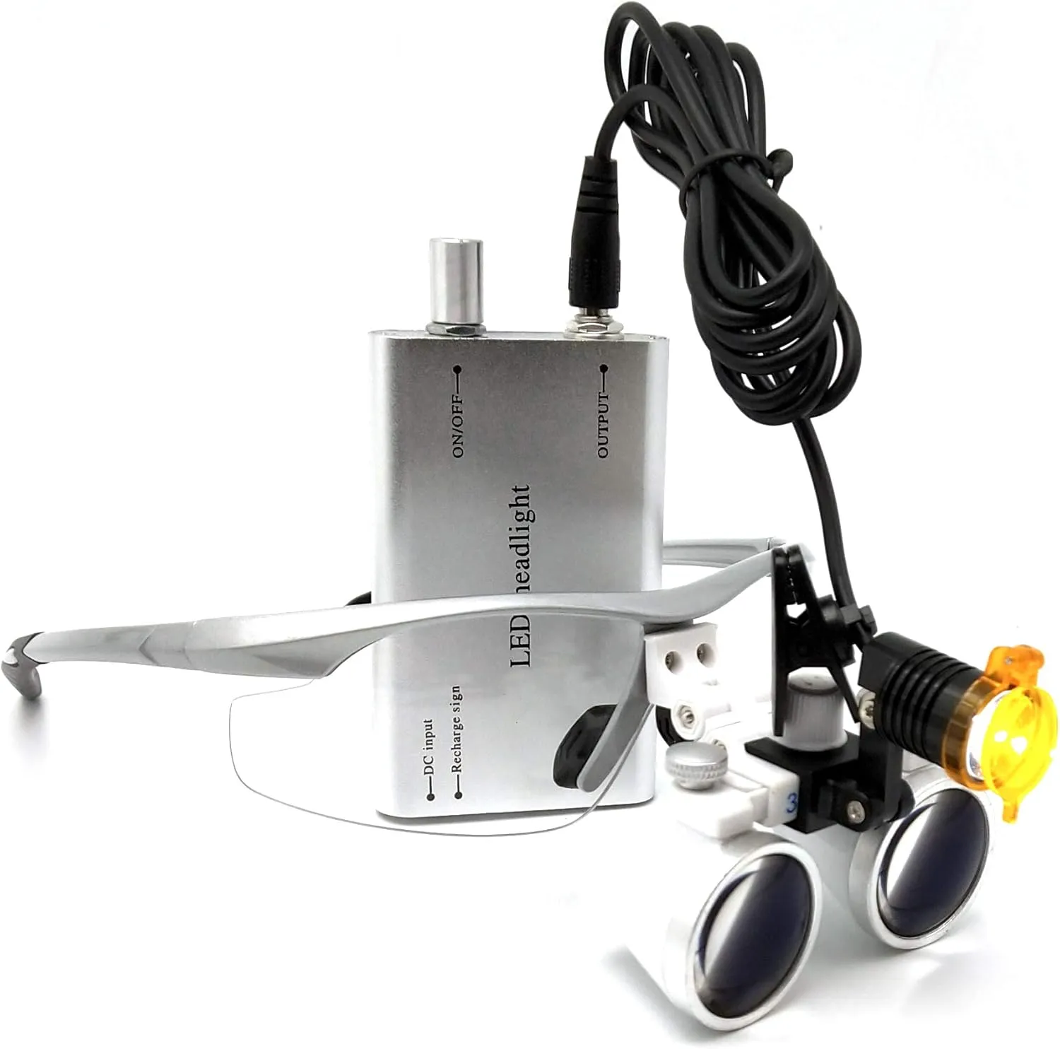 NSKI 3.5X 420mm Binocular Loupes Optical Glasses   3W LED Head Lamp with Filter (Silver)