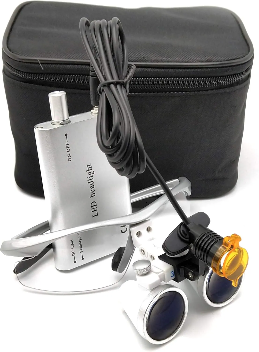 NSKI 3.5X 420mm Binocular Loupes Optical Glasses   3W LED Head Lamp with Filter (Silver)