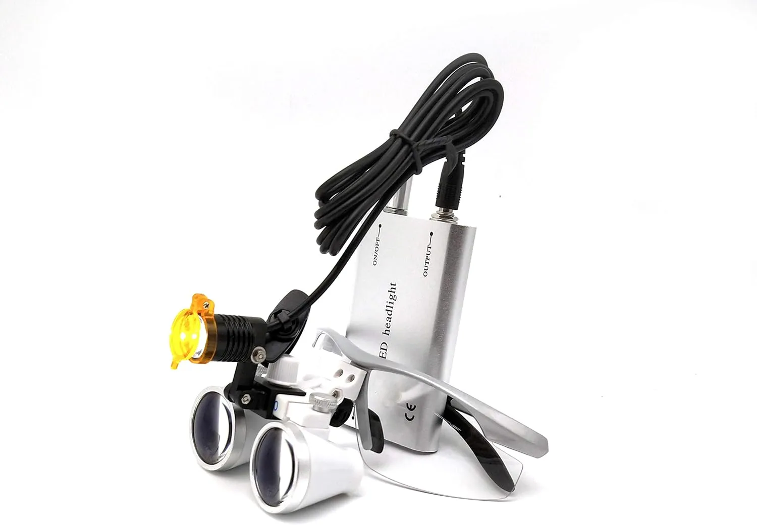 NSKI 3.5X 420mm Binocular Loupes Optical Glasses   3W LED Head Lamp with Filter (Silver)