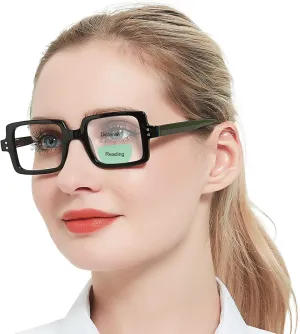 OCCI CHIARI Bifocal Reading Glasses with Clear Top,Blue Light Blocking Transition Readers Women 1.0 1.5 2.0 2.5 3.0 3.5(100  Black)