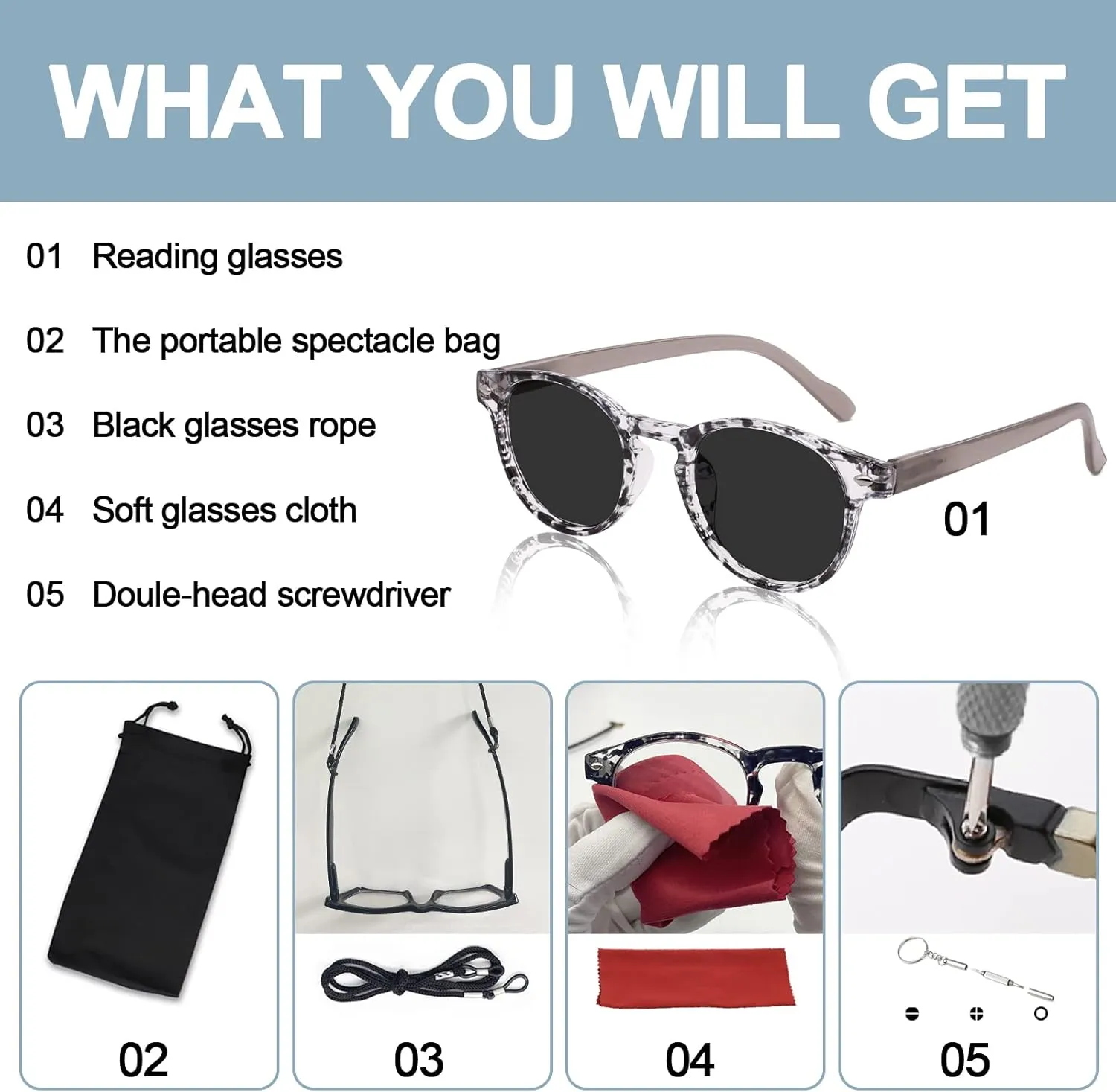 OCCI CHIARI Stylish Bifocal Reading Glasses Lightweight Round Fashion Sunglasses Readers for Women Black flower  1.50