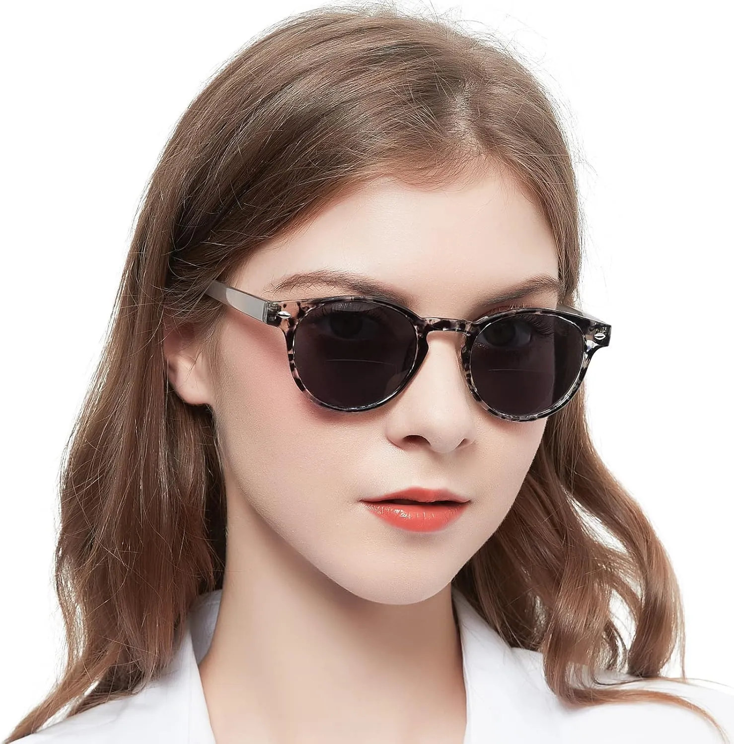 OCCI CHIARI Stylish Bifocal Reading Glasses Lightweight Round Fashion Sunglasses Readers for Women Black flower  1.50
