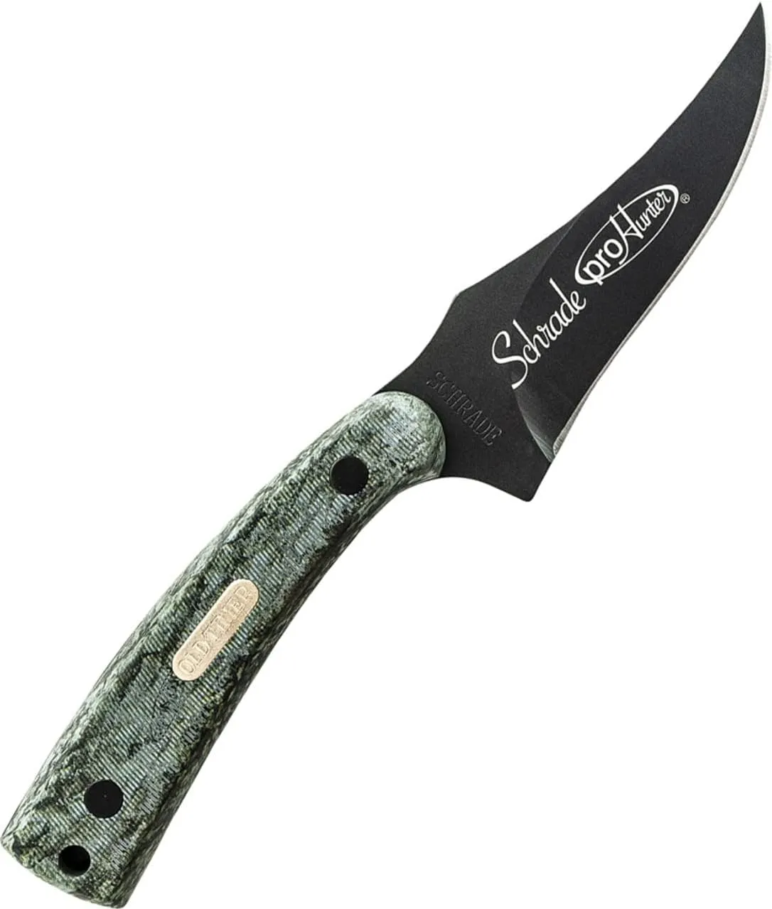 Old Timer 152OTBC Pro Hunter Camo Sharpfinger 7.1in Full Tang Fixed Blade Knife with 3.3in High Carbon SS Clip Point Skinner Blade, and Camo Handle for Hunting, Skinning, Field Dressing, and Outdoor