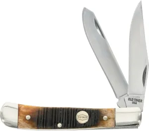 Old Timer Generational USA Series Traditional Fixed and Folding Knives with 1095 HC Stainless Steel Blades, Sawcut Bone Handles, and Made in USA for Hunting, Skinning, EDC, Field Dressing, and Outdoor