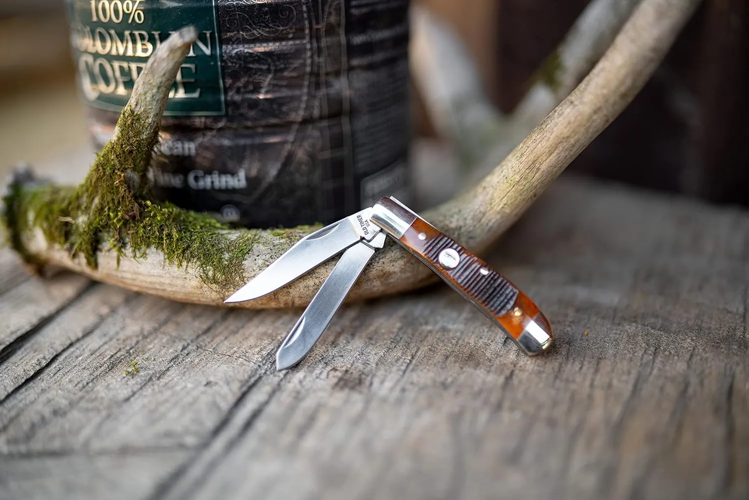 Old Timer Generational USA Series Traditional Fixed and Folding Knives with 1095 HC Stainless Steel Blades, Sawcut Bone Handles, and Made in USA for Hunting, Skinning, EDC, Field Dressing, and Outdoor