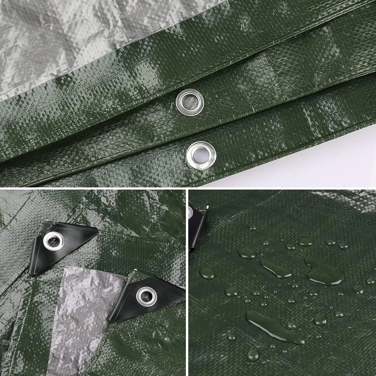 Onarway Poly Tarps Waterproof for Outdoor: Green Tarpaulin 6Mil Thicken 10x10 Ft 2Packs- Anti-UV Waterproof Tarp Cover with Grommets Multipurpose for Boat Pool Roof Camping