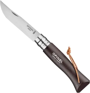 Opinel Colorama Series No. 8 - Stainless Steel Everyday Carry Folding Pocket Knife with Leather Strap, Painted Hornbeam Handles