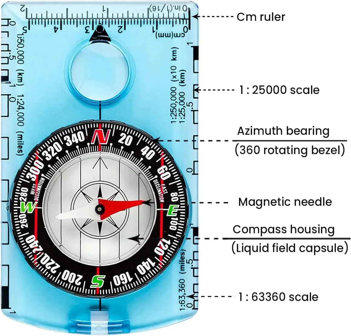Orienteering Compass - Hiking Backpacking Compass | Advanced Scout Compass for Camping & Navigation - Baseplate Survival Tool