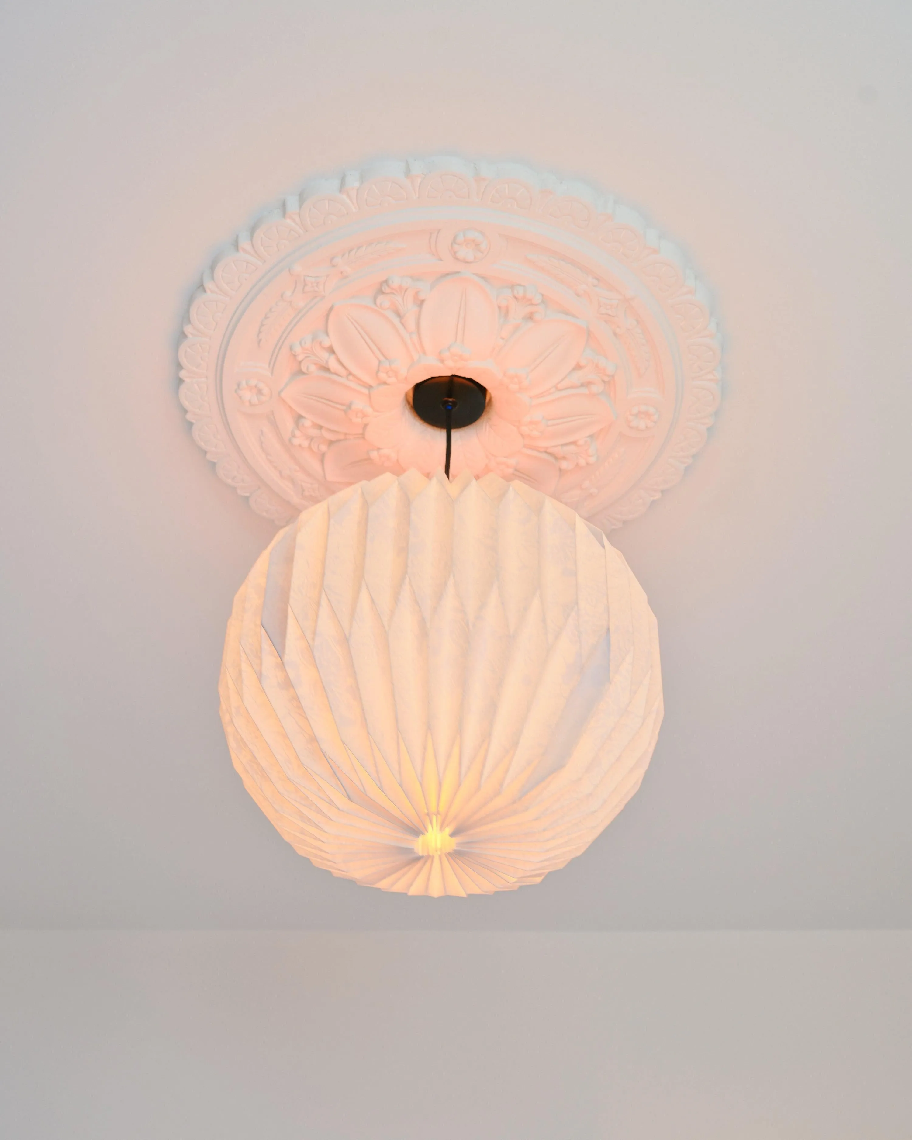 Origami Paper Lightshade Globe 'White Spring Blooms'