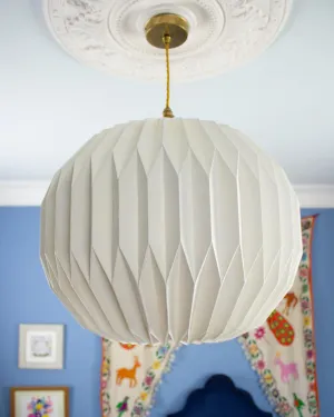 Origami Paper Lightshade Globe 'White Spring Blooms'