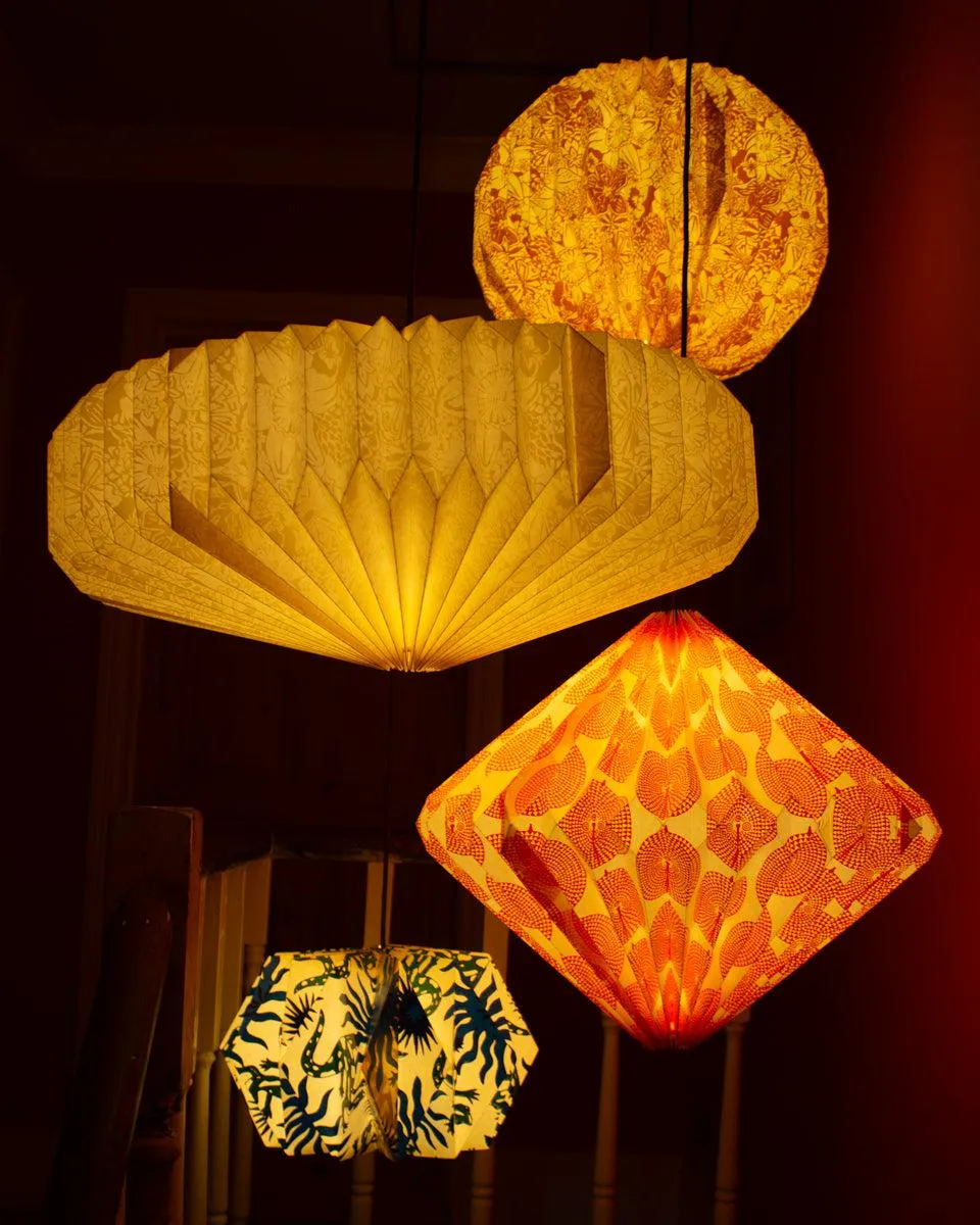 Origami Paper Lightshade Globe 'Yellow Spring Blooms'