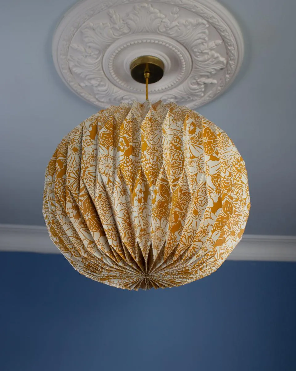 Origami Paper Lightshade Globe 'Yellow Spring Blooms'