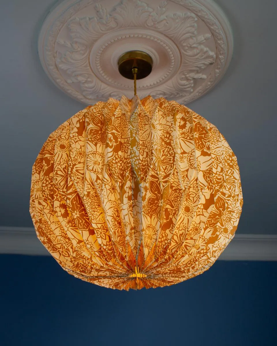 Origami Paper Lightshade Globe 'Yellow Spring Blooms'