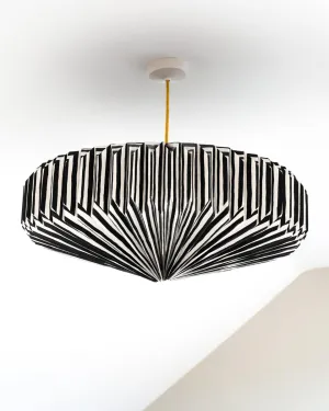 Origami Paper Lightshade Saucer 'Black Hand Drawn Stripes'