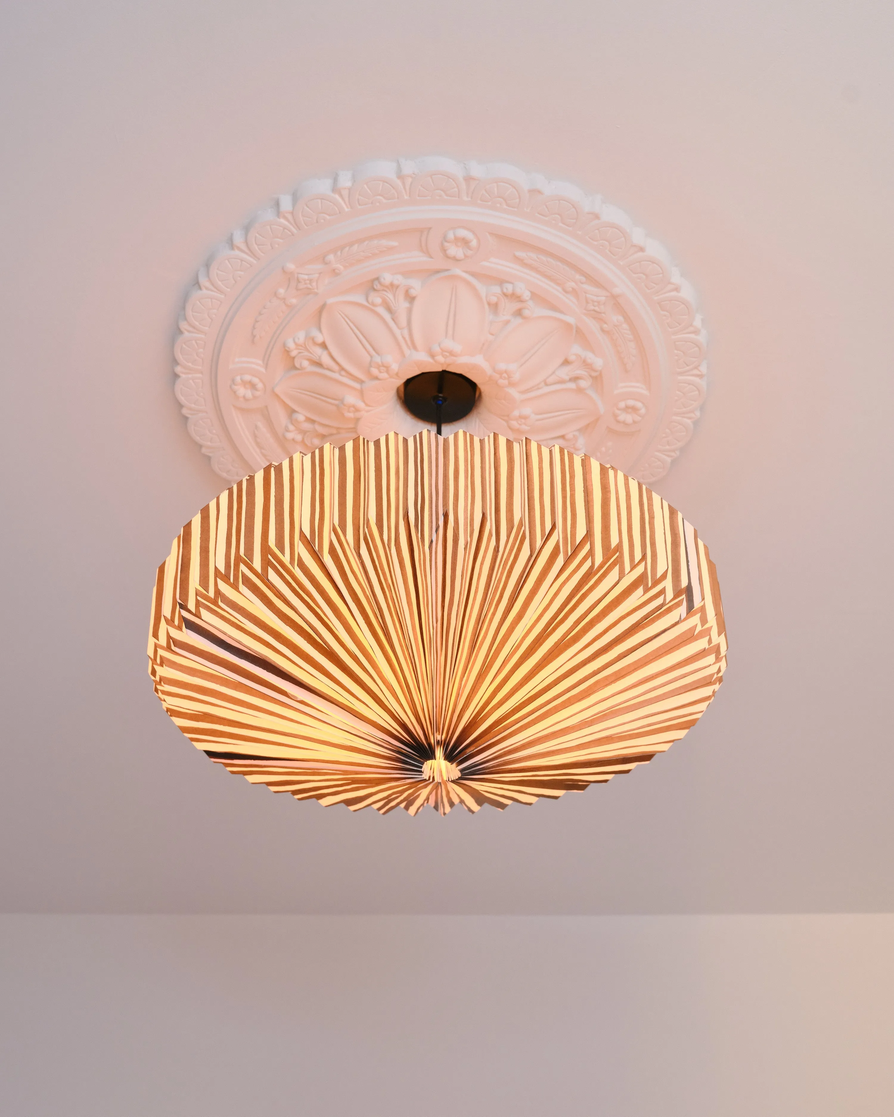 Origami Paper Lightshade Saucer 'Black Hand Drawn Stripes'