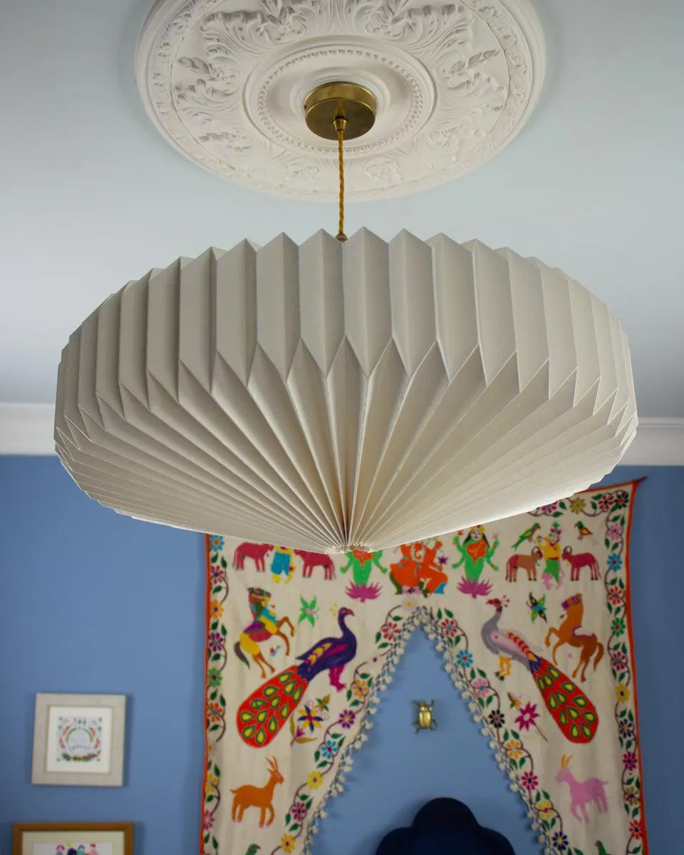 Origami Paper Lightshade Saucer 'White Spring Blooms'