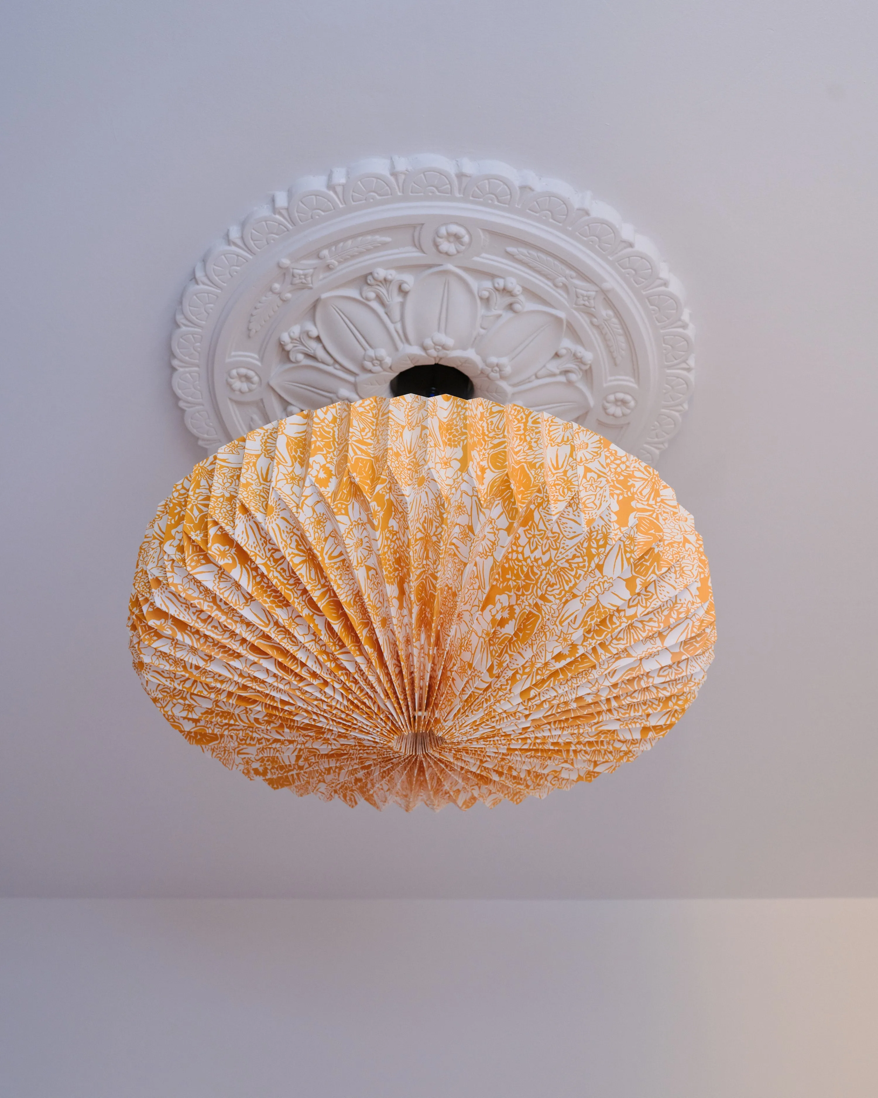 Origami Paper Lightshade Saucer 'Yellow Spring Blooms'