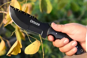 Ottoza Tracker Knife with Sheath & Micarta Handle for Outdoor, Survival, Camping - 1095 High Carbon Steel Fixed Blade Hunting Knives for Men Horizontal Carry Sheath 253