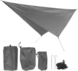 OUKENS 360x290cm Camping Cover, Waterproof Multifunction Rhombus Canopy Beach Shade Cloth,Rain Tarp for Camping,Camping Gear Must Haves (Grey)