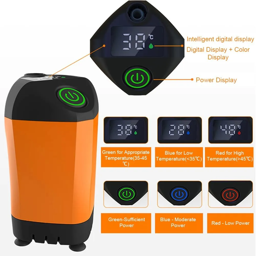 Outdoor Camping Shower Portable Electric Shower Pump IPX7 Proof with Digital Display for Camping Hiking Backpacking Travel Beach Pet ing, Orange