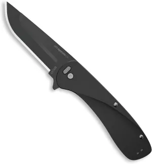 OUTDOOR EDGE RAZOR VX1 | Replaceable Blade Assisted EDC Folding Pocket Knife | 3" Stainless Blade, Black Anodized Aluminum Handle, Reversible Pocket Clip | Outdoor, Camping, Survival, Utility