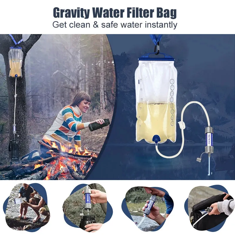 Outdoor Purification Water Filter Straw - Essential Camping Equipment Water Purifier for Survival and Emergency Supplies