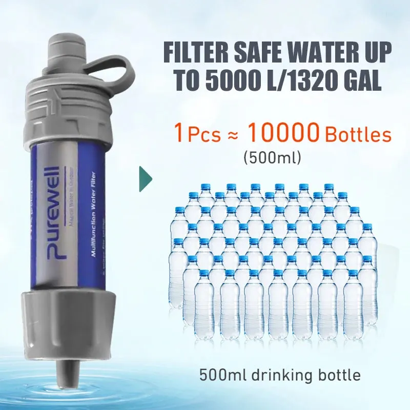 Outdoor Purification Water Filter Straw - Essential Camping Equipment Water Purifier for Survival and Emergency Supplies