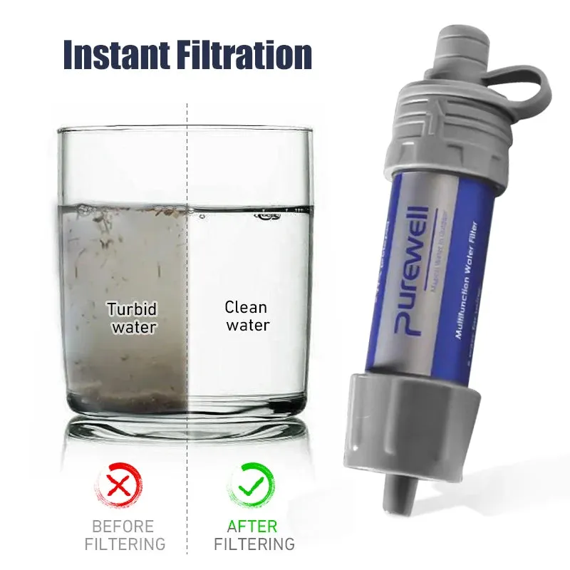 Outdoor Purification Water Filter Straw - Essential Camping Equipment Water Purifier for Survival and Emergency Supplies
