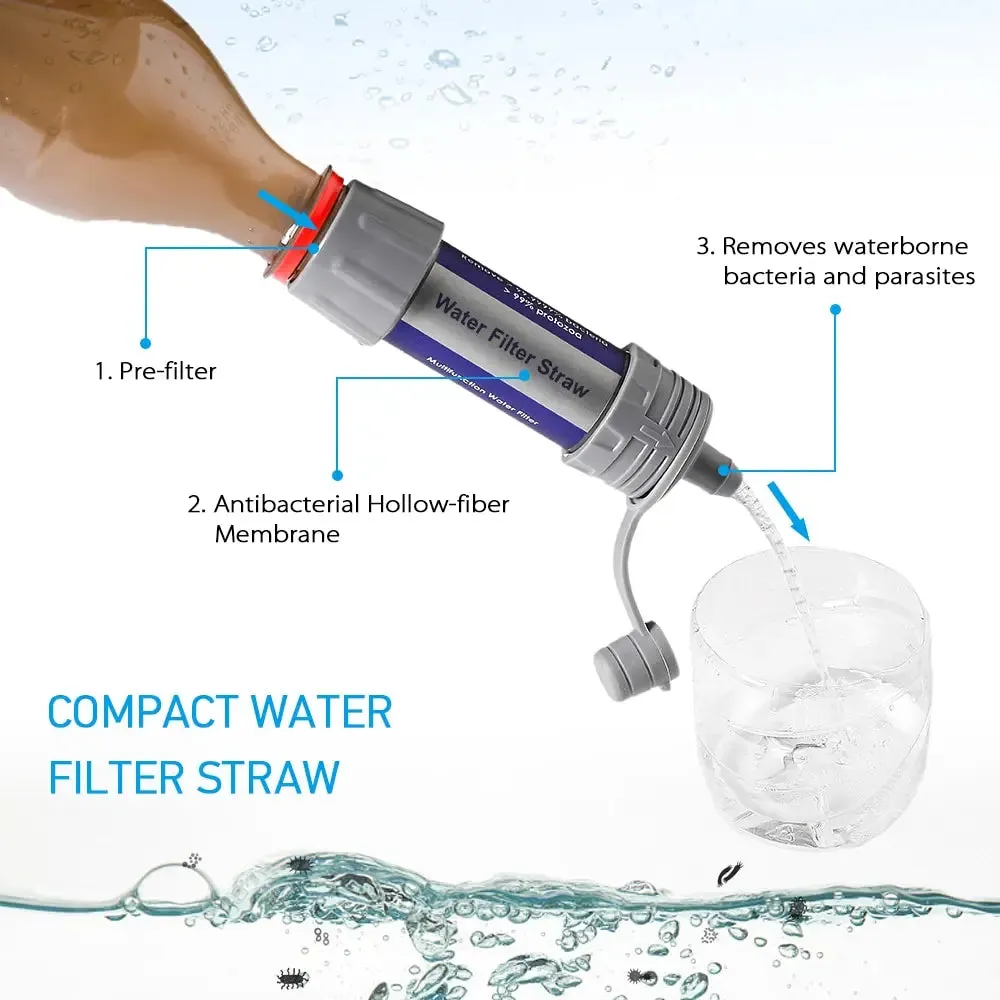 Outdoor Water Filter Straw for Emergency Preparedness Camping Traveling