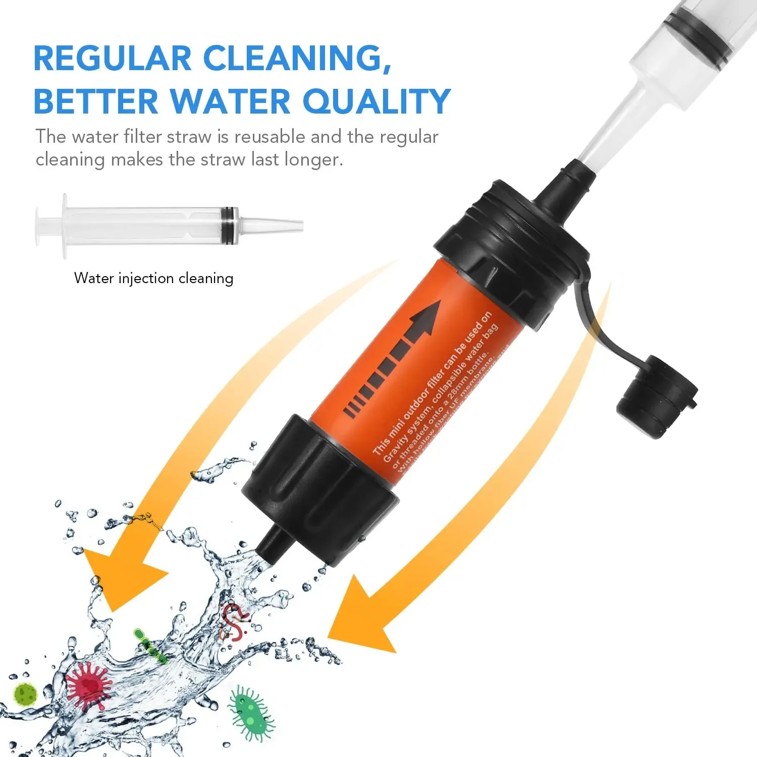 Outdoor Water Filter Straw for Emergency Preparedness Camping Traveling